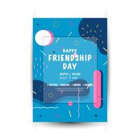 Modern trend Vertical poster template for friendship day celebration memphis background element vector