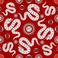 Seamless pattern with Asian elements for happy Chinese new year of the Snake 2025 vector