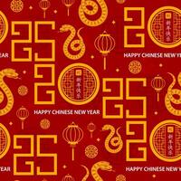 Seamless pattern with Asian elements for happy Chinese new year of the Snake 2025 vector