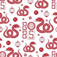 Seamless pattern with Asian elements for happy Chinese new year of the Snake 2025 vector