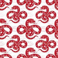 Seamless pattern with Asian elements for happy Chinese new year of the Snake 2025 vector