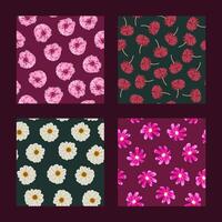 Illustration of a set of patterns with flowers. vector