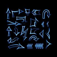 Set of pointer arrows with neon effect. vector