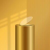 Luxury Gold Podium Background With Realistic Render 3D Glass Ornament For Mock Up Photo Product EPS 10 vector