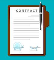Contract document, detailed signed paper vector