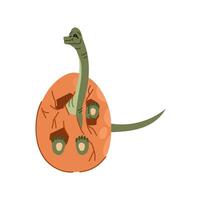 Dino isolated animal, small dinosaur in egg shell vector