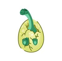 Small dinosaur in egg shell, dino isolated animal vector