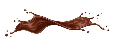 Realistic liquid chocolate wave flow, 3d splash vector