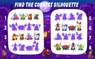 Find the correct shadow of cartoon vitamin wizards vector