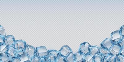 Ice cubes and crystals background, 3d frame vector