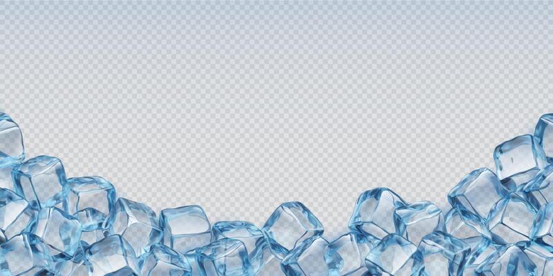 Ice cubes and crystals background, 3d frame