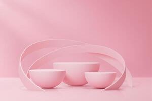 Round pink podium stage with half rounded sphere vector