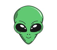 Retro groovy alien character face with large eyes vector