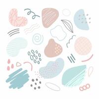 Set of abstract pastel color geometric shapes illustration. Isolated on white background. Trendy elements. vector