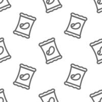Seamless pattern pack chips icon. Simple sign cracker. Line style for background, menu, invitation, your design. Groceries. vector