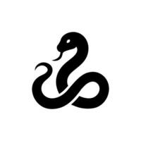 Black beautiful rearing snake fine silhouette. Over white, Symbol of the year, snake, viper silhouette vector
