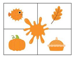 Learning colors for kids. orange color flash card. Educational material for children. Set of objects in orange color. vector