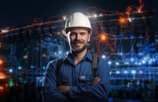In this striking portrait, a modern engineer exudes professionalism, showcasing confidence, technical expertise, and dedication in a contemporary workplace, embodying the essence of photo