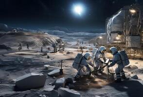 In a historic endeavor, a team of specialized astronauts works diligently on constructing a space station on the surface of Mars, pushing the boundaries of human exploration and photo