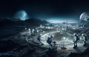 In a historic endeavor, a team of specialized astronauts works diligently on constructing a space station on the surface of Mars, pushing the boundaries of human exploration and photo