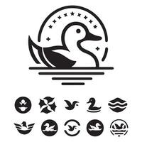 duck silhouettes, Lake Ducks Silhouette, Duck silhouettes, duck collection, various poses, black isolated figures vector