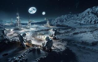 In a historic endeavor, a team of specialized astronauts works diligently on constructing a space station on the surface of Mars, pushing the boundaries of human exploration and photo
