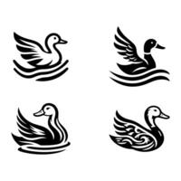 duck silhouettes, Lake Ducks Silhouette, Duck silhouettes, duck collection, various poses, black isolated figures vector