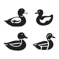 duck silhouettes, Lake Ducks Silhouette, Duck silhouettes, duck collection, various poses, black isolated figures vector