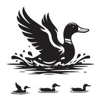 duck silhouettes, Lake Ducks Silhouette, Duck silhouettes, duck collection, various poses, black isolated figures vector