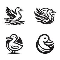 duck silhouettes, Lake Ducks Silhouette, Duck silhouettes, duck collection, various poses, black isolated figures vector