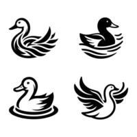 duck silhouettes, Lake Ducks Silhouette, Duck silhouettes, duck collection, various poses, black isolated figures vector