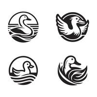 duck silhouettes, Lake Ducks Silhouette, Duck silhouettes, duck collection, various poses, black isolated figures vector