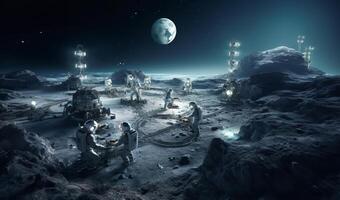 In a historic endeavor, a team of specialized astronauts works diligently on constructing a space station on the surface of Mars, pushing the boundaries of human exploration and photo