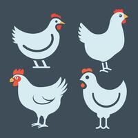 simple chicken icon illustration, abstract chicken rooster face head mascot logo icon vector