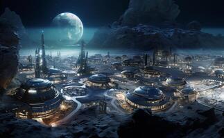 A futuristic city on Mars is a testament to human ingenuity and perseverance.Generated image photo