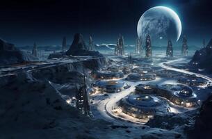 A futuristic city on Mars is a testament to human ingenuity and perseverance.Generated image photo