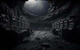 A crashed spaceship on the lunar surface is a haunting reminder of the dangers of space exploration.Generated image photo