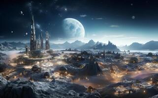 A futuristic city on Mars is a testament to human ingenuity and perseverance.Generated image photo