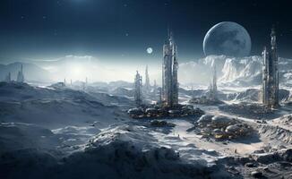 A futuristic city on Mars is a testament to human ingenuity and perseverance.Generated image photo