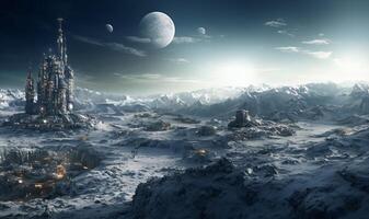 A futuristic city on Mars is a testament to human ingenuity and perseverance.Generated image photo
