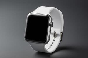Smartwatch mockup on grey background. Generate Ai photo