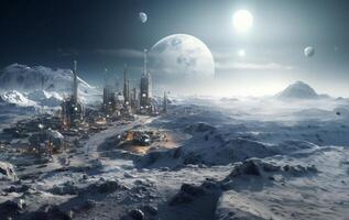 A futuristic city on Mars is a testament to human ingenuity and perseverance.Generated image photo