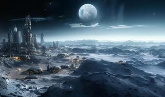 A futuristic city on Mars is a testament to human ingenuity and perseverance.Generated image photo