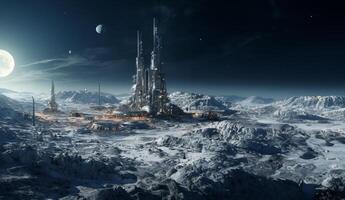 A futuristic city on Mars is a testament to human ingenuity and perseverance.Generated image photo