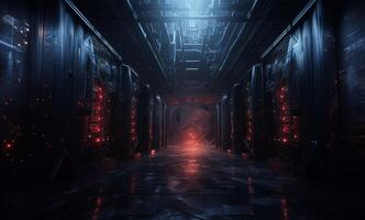 The hidden world that powers our digital lives. a modern server room.Generated image photo