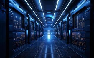 The hidden world that powers our digital lives. a modern server room.Generated image photo