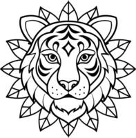 Head of Tiger mandala design, Tiger coloring pages with white background. vector