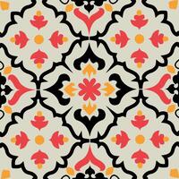 A patterned tile floor with red and yellow flowers vector
