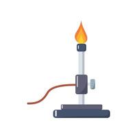 Bunsen burner with flame illustration. Isolated on white background. Cartoon lab burner vector