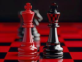 Chess pieces on a playing board as a concept for a strategic solution to a problem photo